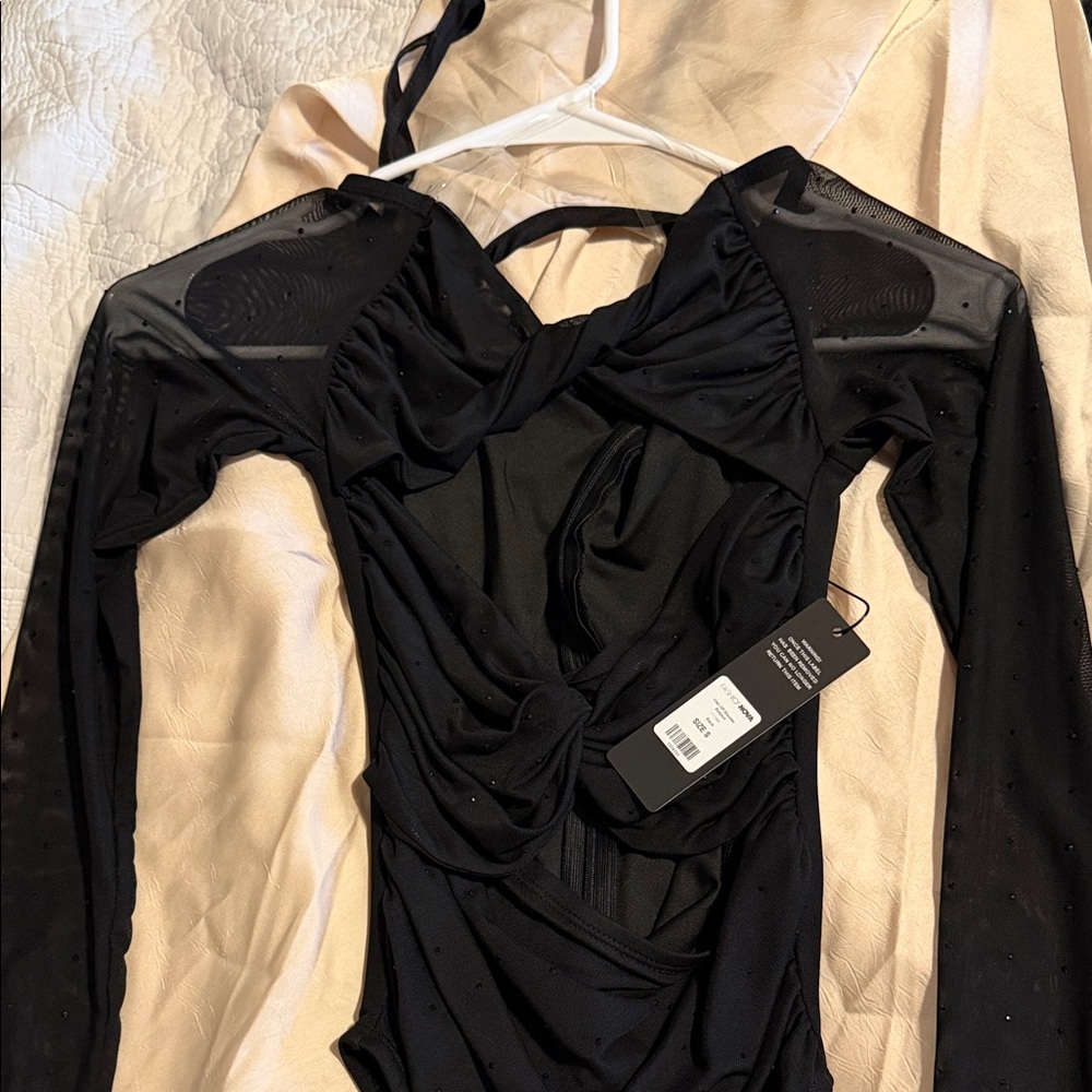 Fashion Nova Black Mesh Long Sleeve Top